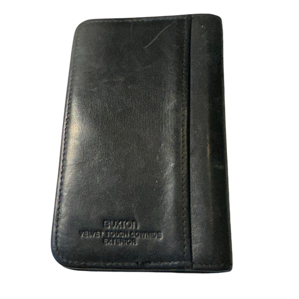 Vintage Black Buxton Cowhide Leather Dual Side Snap Shut Men’s Wallet RARE